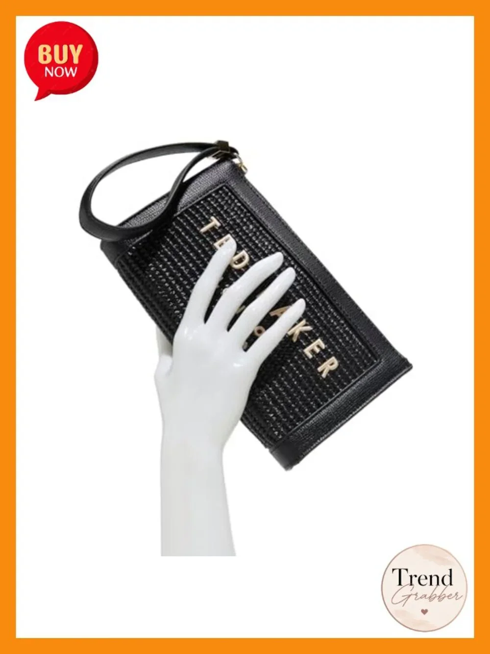 Woven Raffia Wristlet Clutch with Top Zipper